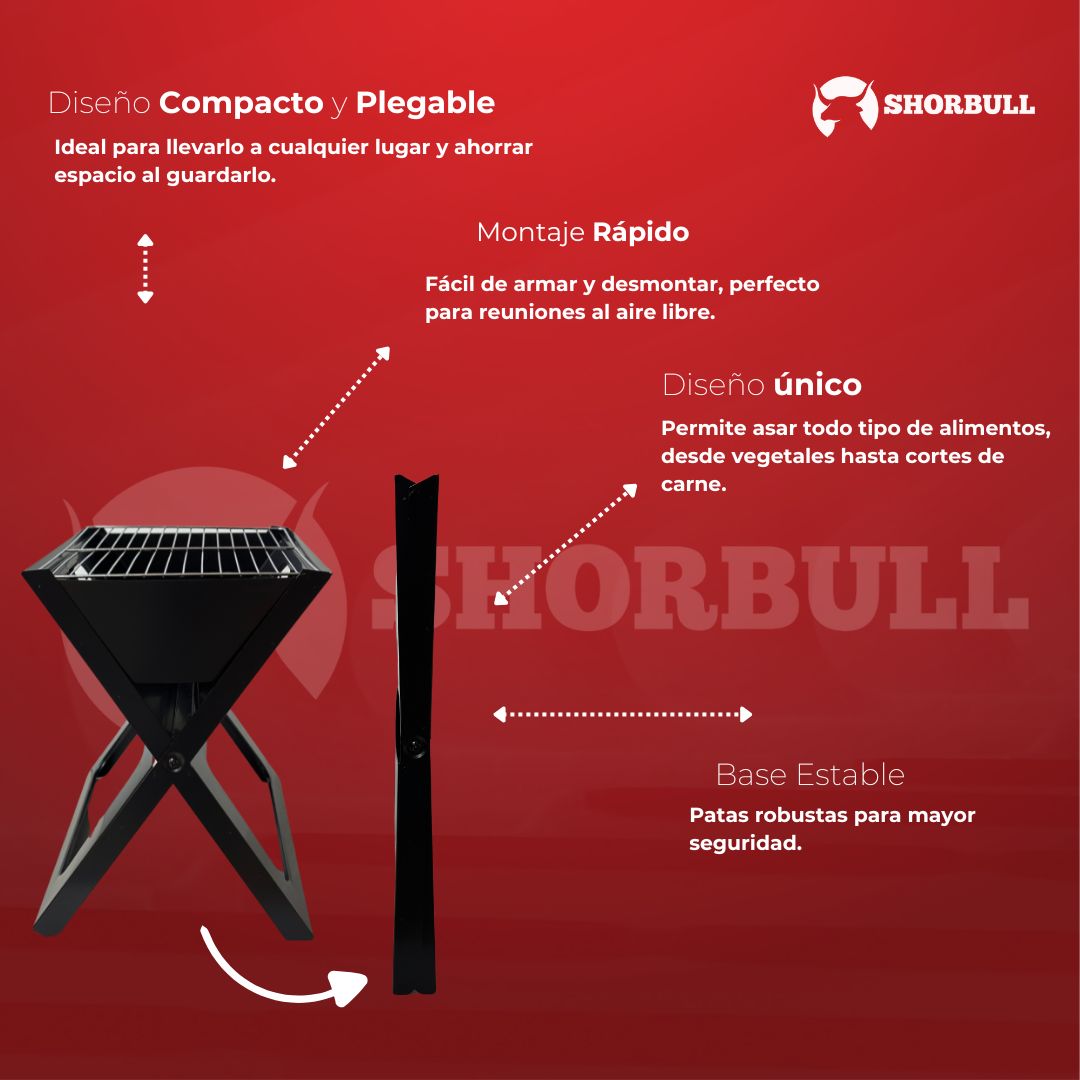 🥩🔥 Asador Portátil Plegable – ¡Disfruta de la Parrilla en Cualquier Lugar! 🌳🏕️