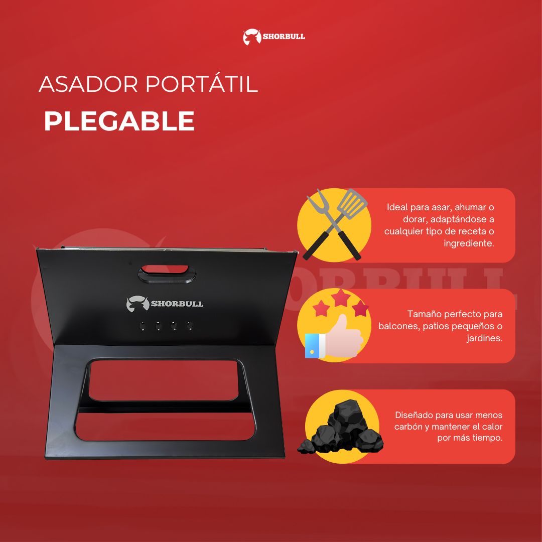 🥩🔥 Asador Portátil Plegable – ¡Disfruta de la Parrilla en Cualquier Lugar! 🌳🏕️